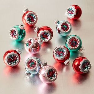 Set of 12 Shiny-Brite Glass Tree Ornaments